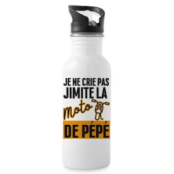 Je ne Crie pas J'imite la Moto de Pépé - Gourde avec paille intégrée - blanc - Droite