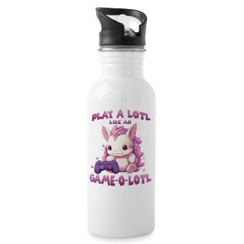 Kawaii Axolotl Gamer T | Anime Gamer Outfit | - Water bottle with straw - white - Right