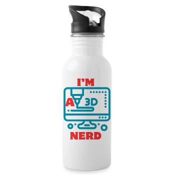 3D-Drucker Spezialist I'm a 3d nerd - Trinkflasche mit integriertem Trinkhalm - Weiß - Rechts