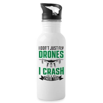 Je ne me contente pas de piloter des drones, je les écrase aussi - Gourde avec paille intégrée - blanc - Droite