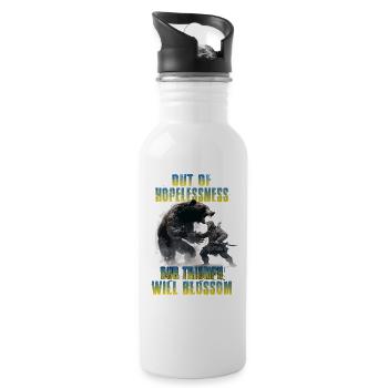 Ukraine T Support Ukraine Soldiers Stand with - Water bottle with straw - white - Right
