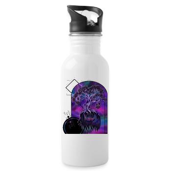 Spiritual Tree – Geometric Art - Water bottle with straw - white - Right