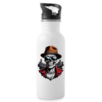 Cool Skull - Water bottle with straw - white - Right