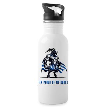 Ich bin stolz auf meine Wurzeln Griechenland - Trinkflasche mit integriertem Trinkhalm - Weiß - Rechts