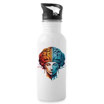 Women Thinking - Water bottle with straw - white - Right