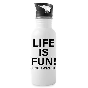 Life is fun - Trinkflasche mit integriertem Trinkhalm - Weiß - Rechts