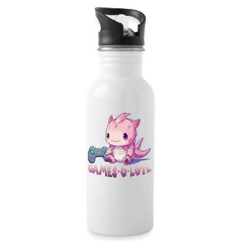 Axolotl T für Gamer | Kawaii Stuff | Anime Gamer ´ - Trinkflasche mit integriertem Trinkhalm - Weiß - Rechts