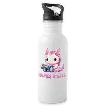Axolotl Gamer T Kawaii Stuff Axolotl Otaku Axolotl - Trinkflasche mit integriertem Trinkhalm - Weiß - Rechts