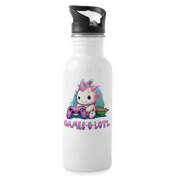Axolotl T Kawaii Axolotl Gaming Lurche Axolotl - Trinkflasche mit integriertem Trinkhalm - Weiß - Rechts