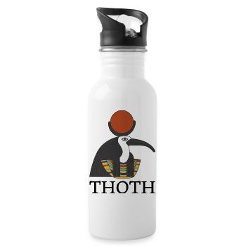 THOTH, Gott der Weisheit - Trinkflasche mit integriertem Trinkhalm - Weiß - Rechts