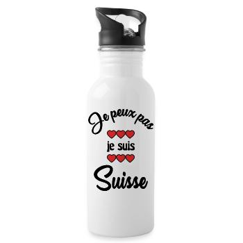 JE PEUX PAS. SUISSE - Gourde avec paille intégrée - blanc - Droite