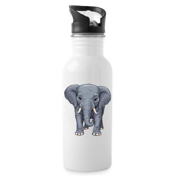 A friendly little elephant lady - Water bottle with straw - white - Right