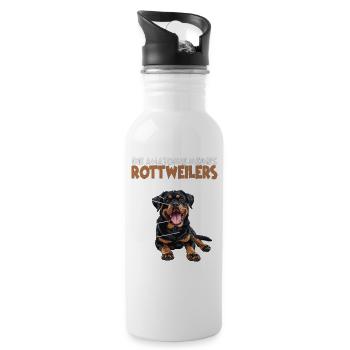 Rottweiler Dog Owner T Dog Walk Dogs Rottweiler - Gourde avec paille intégrée - blanc - Droite