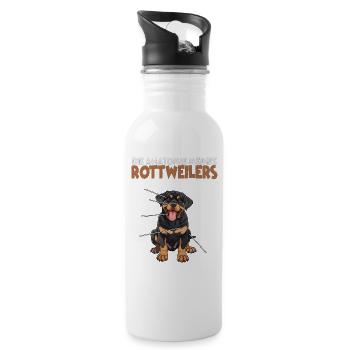 Rottweiler T Gassi Hundehalter Rottweiler Gassi - Trinkflasche mit integriertem Trinkhalm - Weiß - Rechts