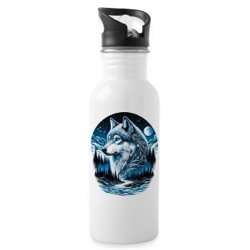 Wolf - Water bottle with straw - white - Right