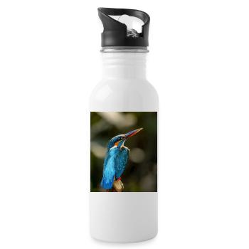 Kingfisher Bird - Water bottle with straw - white - Right