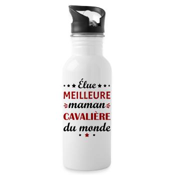 Élue meilleure maman cavalière, fête des mères - Gourde avec paille intégrée - blanc - Droite