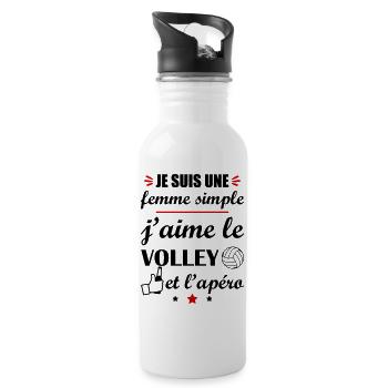 Femme simple volley apéro, fête des mères - Gourde avec paille intégrée - blanc - Droite