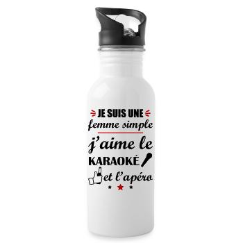Femme simple karaoké apéro, fête des mères - Gourde avec paille intégrée - blanc - Droite