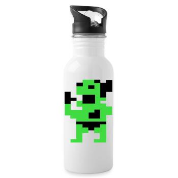 Der dicke Grüne (Pix) - Trinkflasche mit integriertem Trinkhalm - Weiß - Rechts