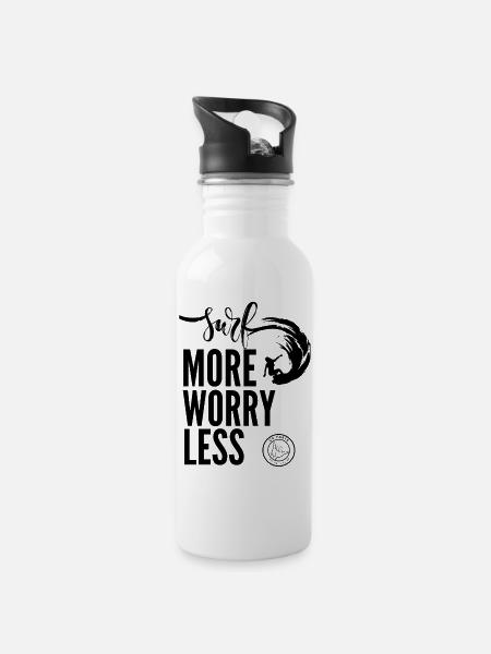 SURF MORE - Water bottle with straw - white