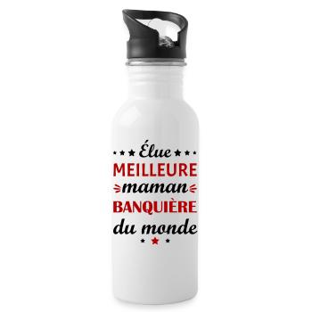 Élue meilleure maman banquière, fête des mères - Gourde avec paille intégrée - blanc - Droite