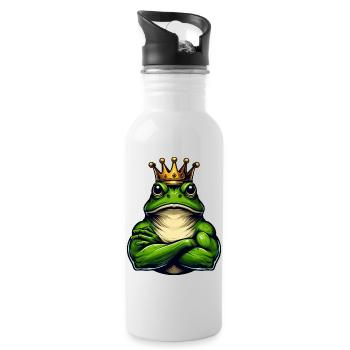 Grenouille royale musclée avec couronne - Gourde avec paille intégrée - blanc - Droite