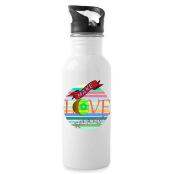 Liebe Freunde Familie Partner Glück Leben Gesund - Trinkflasche mit integriertem Trinkhalm - Weiß - Rechts