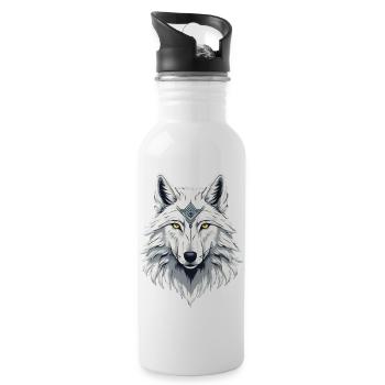 Loup sauvage blanc - Gourde avec paille intégrée - blanc - Droite