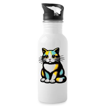 Cat - Water bottle with straw - white - Right