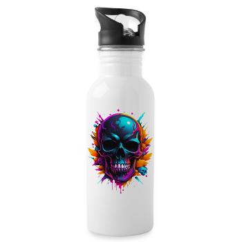 Skull - Trinkflasche mit integriertem Trinkhalm - Weiß - Rechts