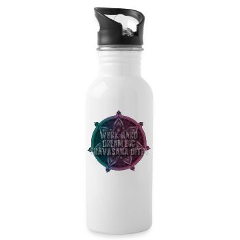 Work Hard Dream Big Shavasana Often - Water bottle with straw - white - Right