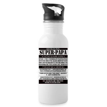 Super Dad – Job Description with Humor - Water bottle with straw - white - Right