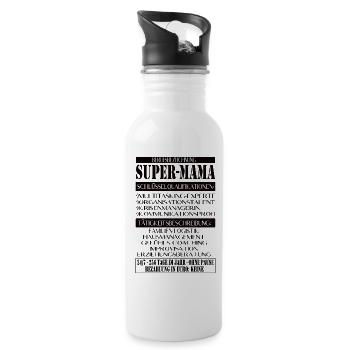 Super Mama – Job description with humor - Water bottle with straw - white - Right