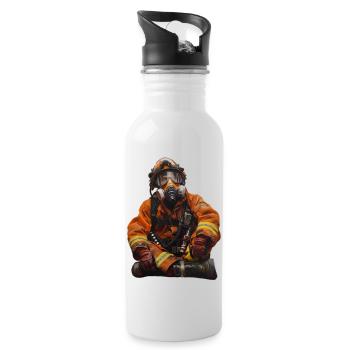 Dreamy firefighter - Water bottle with straw - white - Right