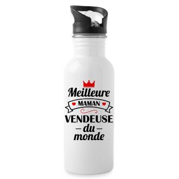 Meilleure maman vendeuse du monde, fête des mères - Gourde avec paille intégrée - blanc - Droite