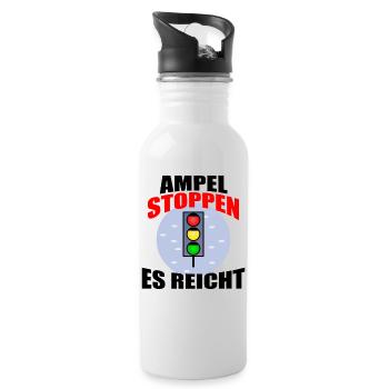 Ampel Regierung Scholz Baerbock Habeck Grüne SPD - Trinkflasche mit integriertem Trinkhalm - Weiß - Rechts