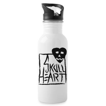 SkullHeart Logo Square Black - Trinkflasche mit integriertem Trinkhalm - Weiß - Rechts