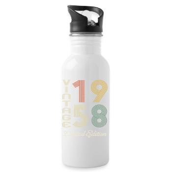 1958 Geburtstag Geboren 1958 Vintage Retro. Editio - Trinkflasche mit integriertem Trinkhalm - Weiß - Rechts