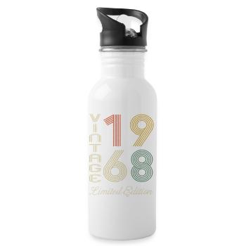 1968 Geburtstag Geboren 1968 Vintage Retro. Editio - Trinkflasche mit integriertem Trinkhalm - Weiß - Rechts