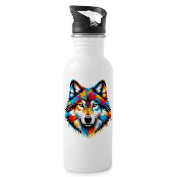 Wolf - Water bottle with straw - white - Right