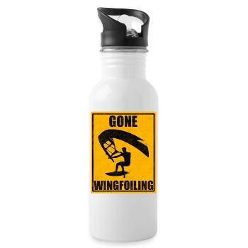 Verschwunden Wingfoiling Vintage Surfen Sport Liebhaber T-Shirt - Trinkflasche mit integriertem Trinkhalm - Weiß - Rechts