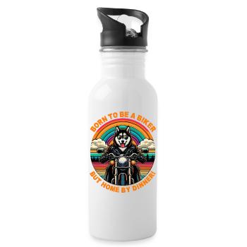 Born to Be a Biker: Husky Rider Adventure - Water bottle with straw - white - Right
