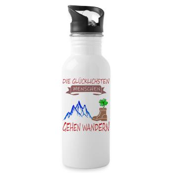 Natur Wandern Berge Gesundheit Glück Stiefel - Trinkflasche mit integriertem Trinkhalm - Weiß - Rechts