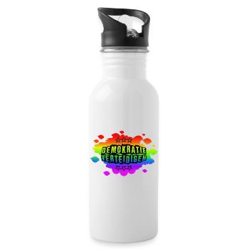 AfD stoppen gegen rechts Demokratie verteidigen - Trinkflasche mit integriertem Trinkhalm - Weiß - Rechts