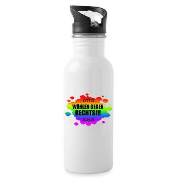 AfD stoppen gegen rechts Demokratie verteidigen - Trinkflasche mit integriertem Trinkhalm - Weiß - Rechts