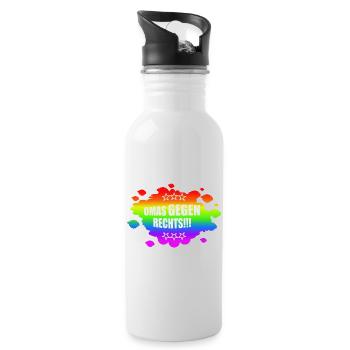 AfD Omas gegen rechts Demokratie verteidigen Witze - Trinkflasche mit integriertem Trinkhalm - Weiß - Rechts