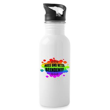 AfD stoppen gegen rechts Demokratie verteidigen - Trinkflasche mit integriertem Trinkhalm - Weiß - Rechts