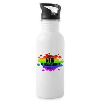AfD stoppen gegen rechts Demokratie verteidigen - Trinkflasche mit integriertem Trinkhalm - Weiß - Rechts