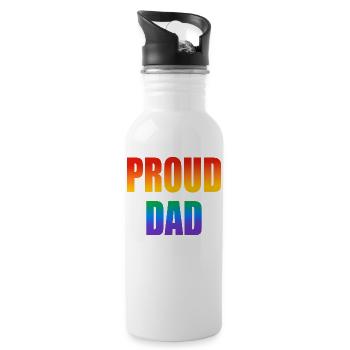 Proud Dad gay rainbow - Water bottle with straw - white - Right